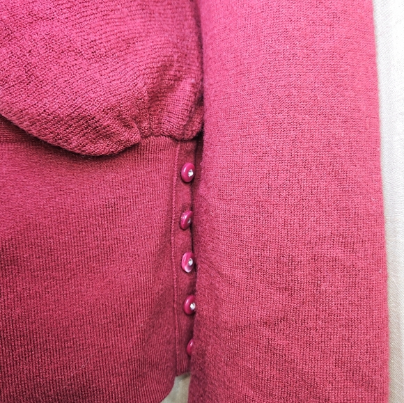 Ann Taylor red wool blend shawl collar wrap sweater Womens XLarge - Picture 7 of 8